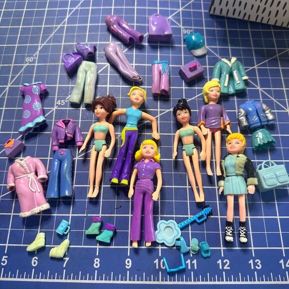 Polly Pocket doll bundle PURPLE BLUE  accessory lot 193 - Picture 1 of 1